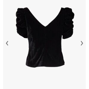 NWT Frame Black Velvet puff sleeve shirt